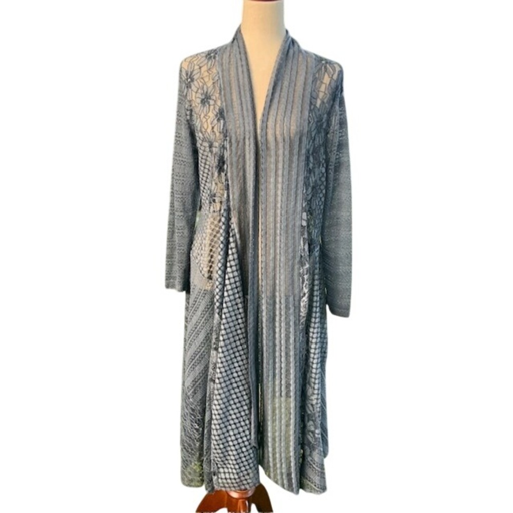 Patchwork Fairy Mixed Lace Duster Cardigan XL Open Front Boho Romantic Chic Flaw